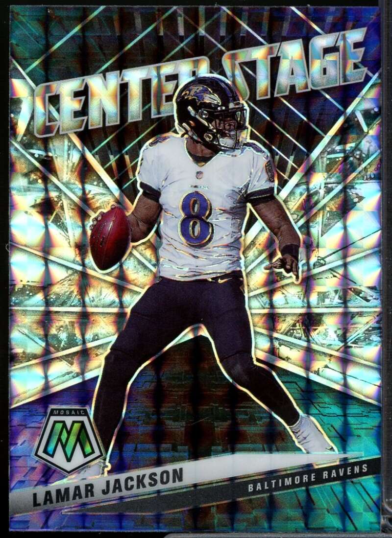 Lamar Jackson Card 2021 Panini Mosaic Center Stage Mosaic #4  Image 1