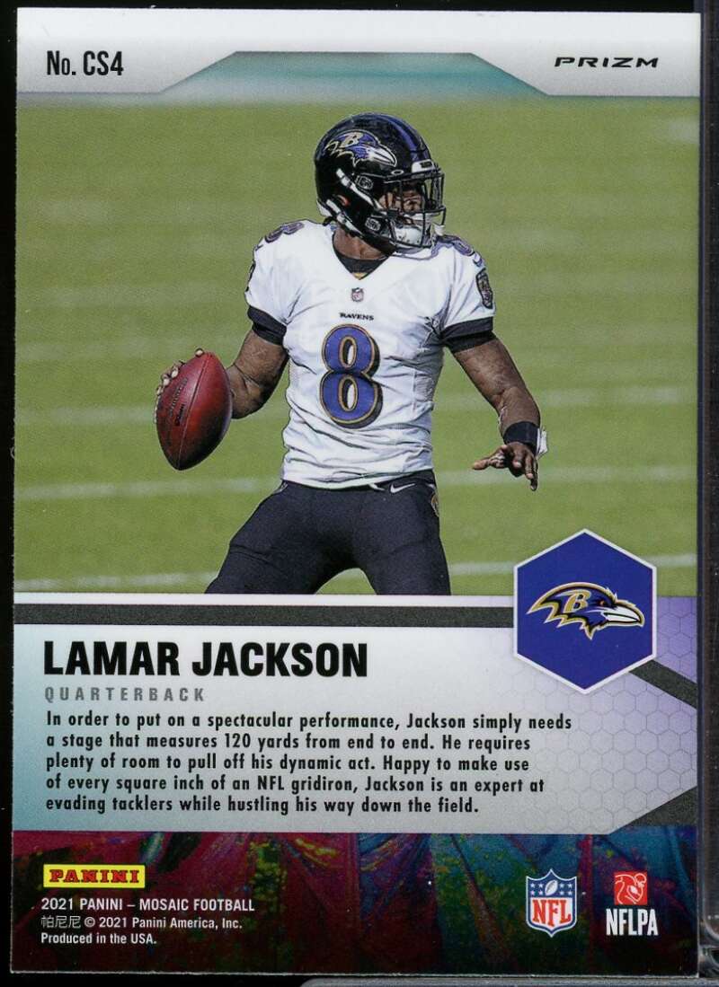 Lamar Jackson Card 2021 Panini Mosaic Center Stage Mosaic #4  Image 2