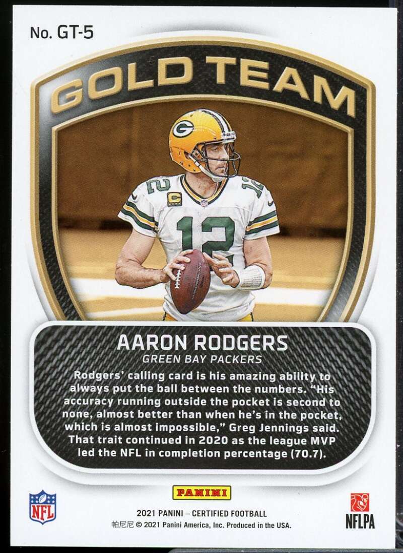 Aaron Rodgers Card 2021 Certified Gold Team #5  Image 2