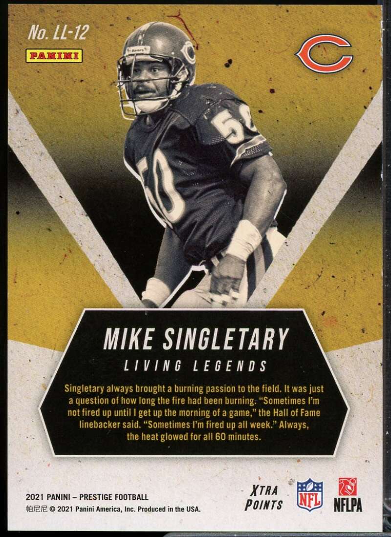 Mike Singletary Card 2021 Prestige Living Legends Xtra Points Orange #12  Image 2