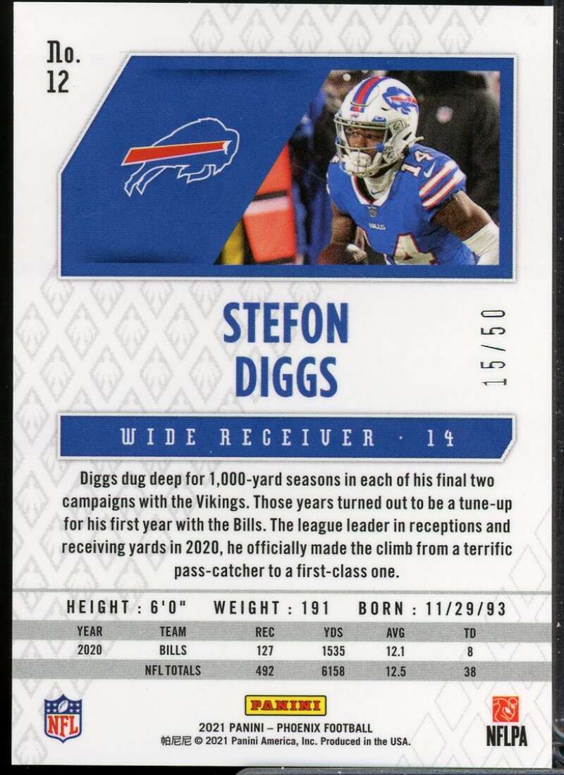 Stefon Diggs Card 2021 Panini Phoenix Fire and Ice Lazer #12  Image 2