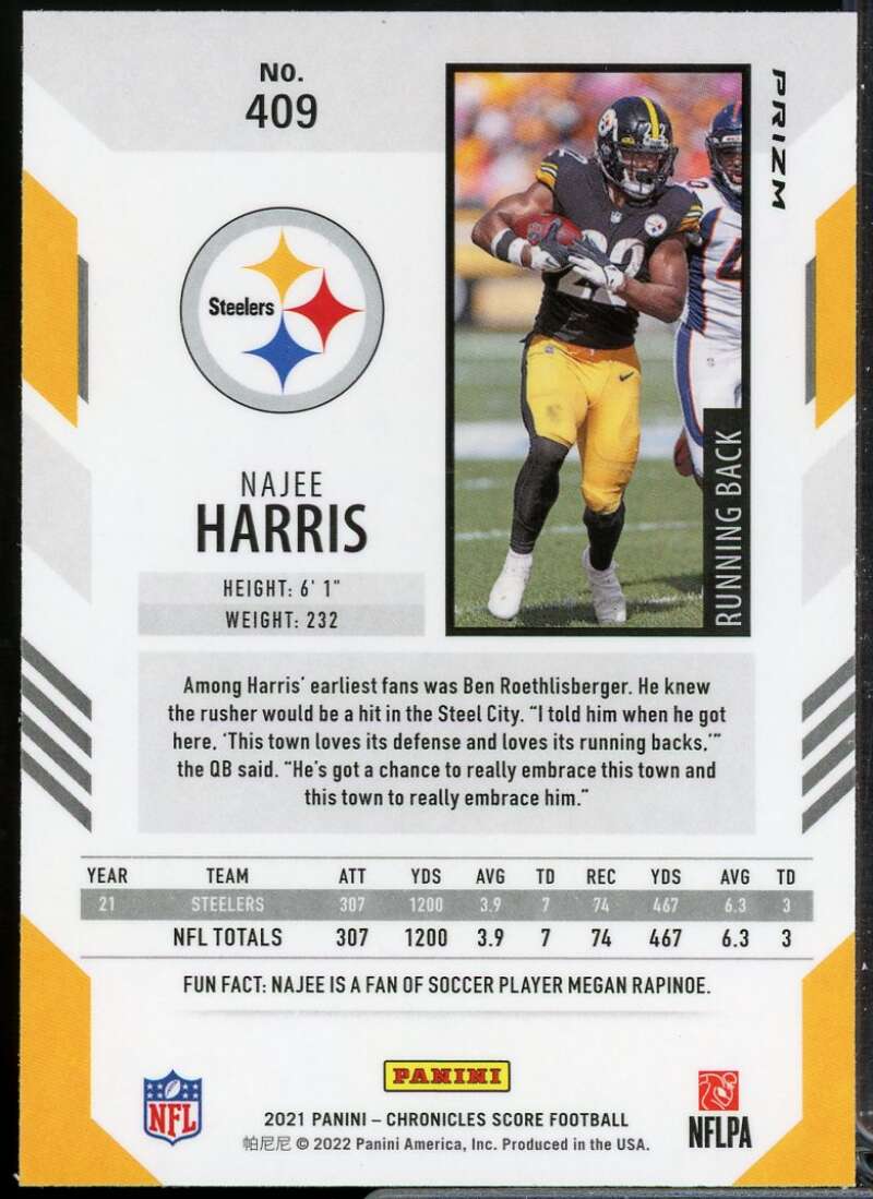 Najee Harris Rookie 2021 Panini Chronicles Score Update Rookies Silver #409  Image 2