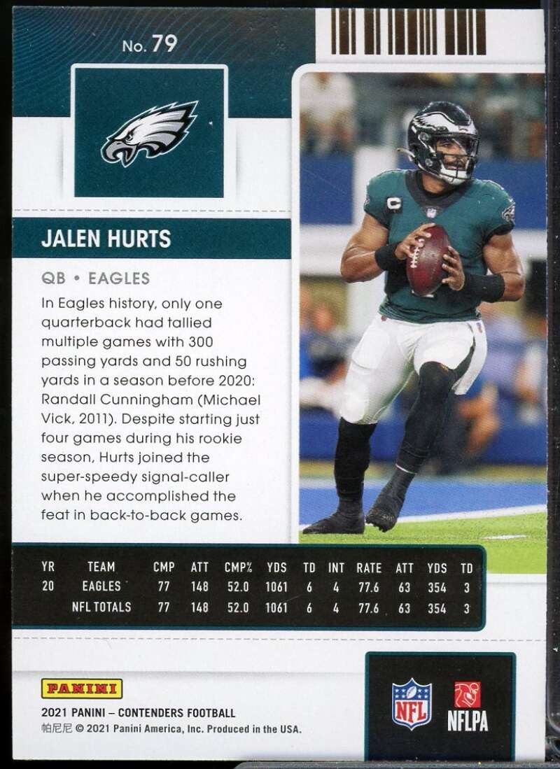 Jalen Hurts Card 2021 Panini Contenders Stardust #79  Image 2