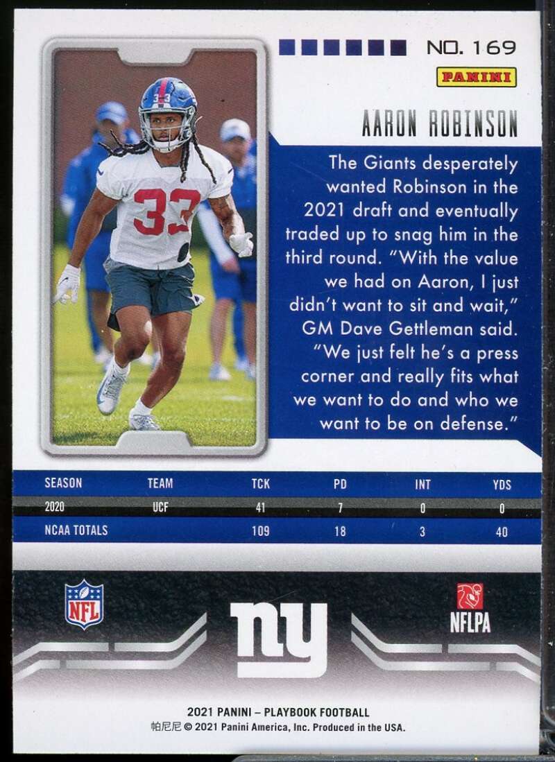 Aaron Robinson Rookie Card 2021 Panini Playbook Mosaic #169  Image 2