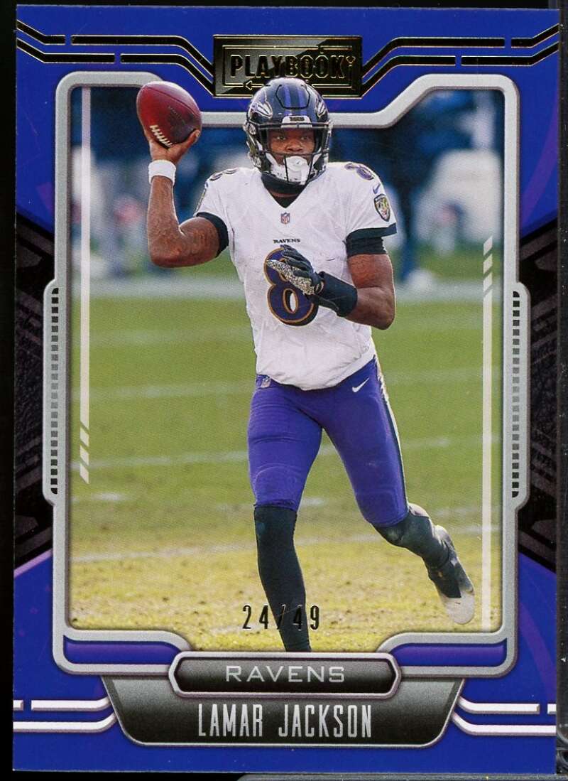 Lamar Jackson Card 2021 Panini Playbook Gold #7  Image 1