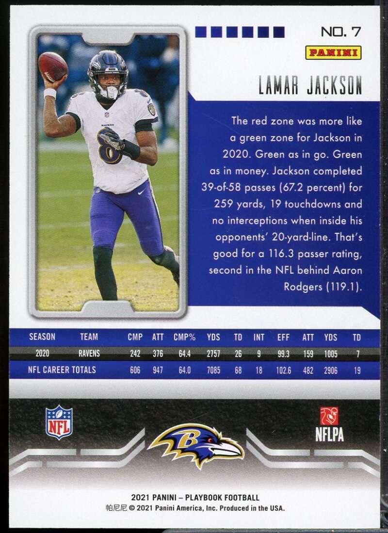 Lamar Jackson Card 2021 Panini Playbook Gold #7  Image 2