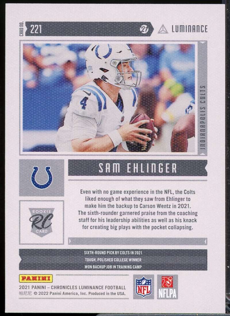 Sam Ehlinger Rookie 2021 Panini Chronicles Luminance Update Rookies Pink #221  Image 2