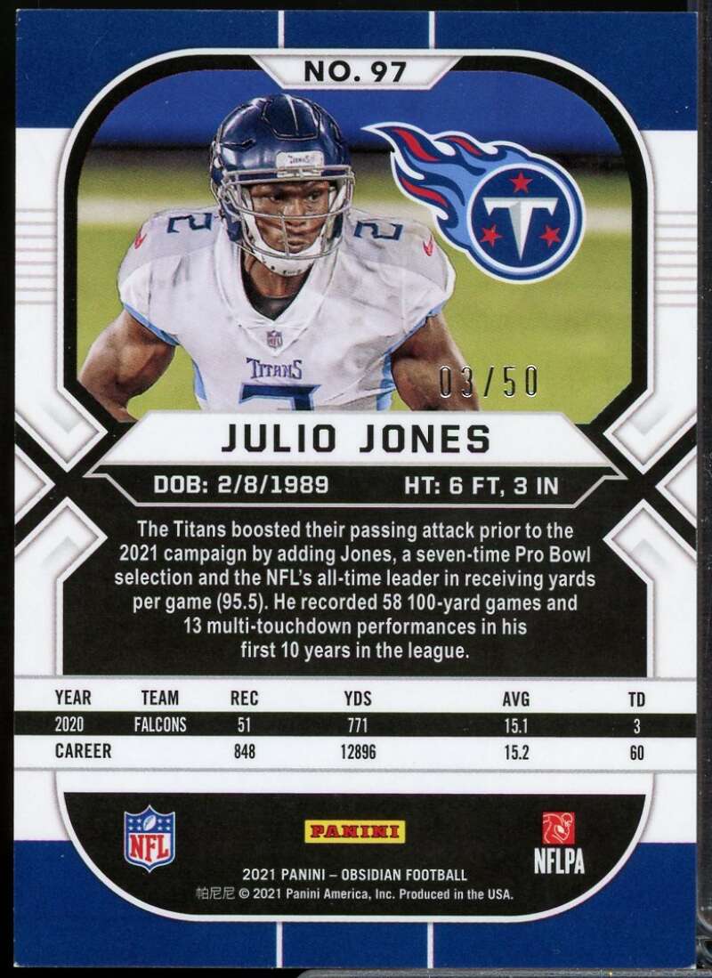 Julio Jones Card 2021 Panini Obsidian Electric Etch Green #97  Image 2