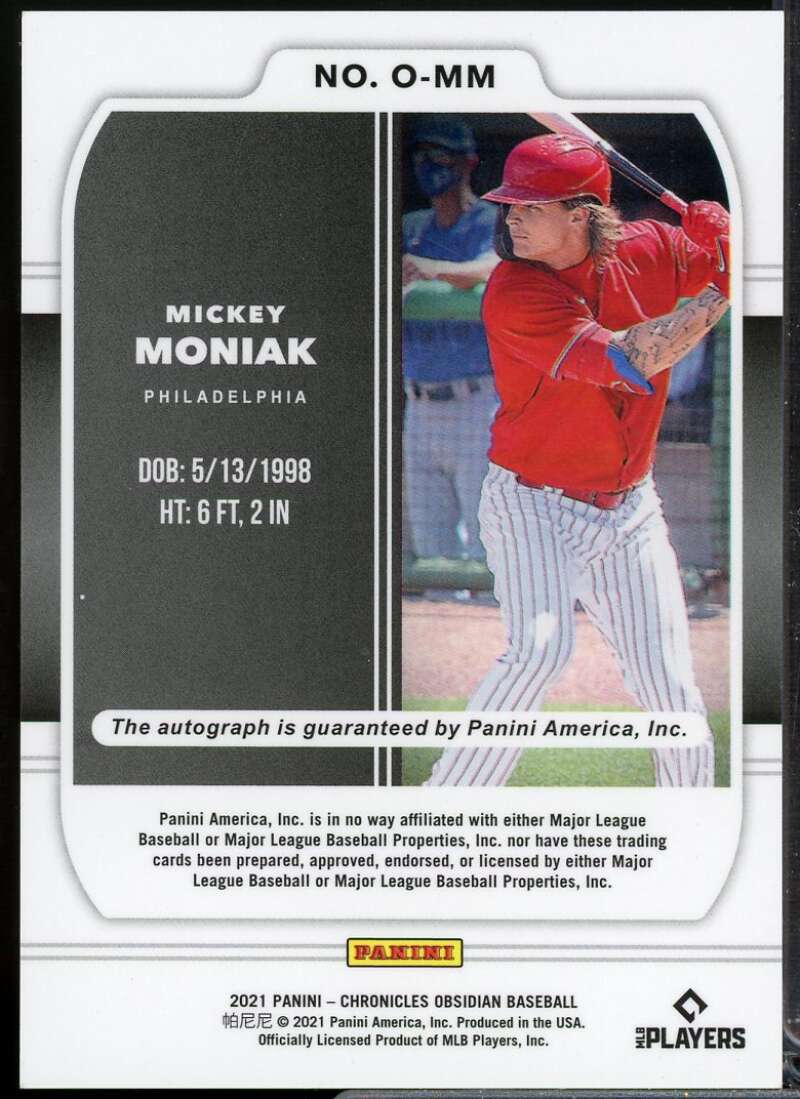 Mickey Moniak Card 2021 Panini Obsidian Autographs #32  Image 2