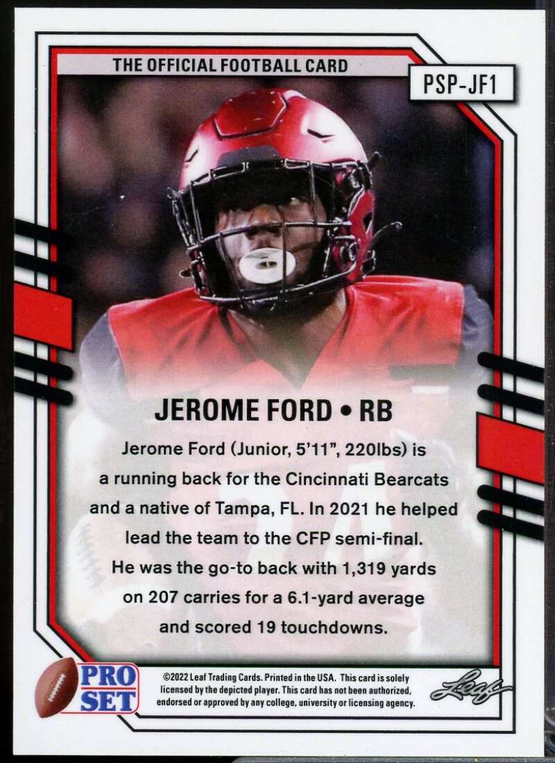Jerome Ford Pink Mojo Card 2022 Leaf Pro Set Football #PSP-JF1  Image 2