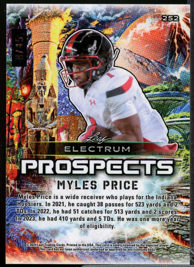 Bronze Myles Price Rookie Card 2024 Leaf Electrum Prospects #252  Image 2