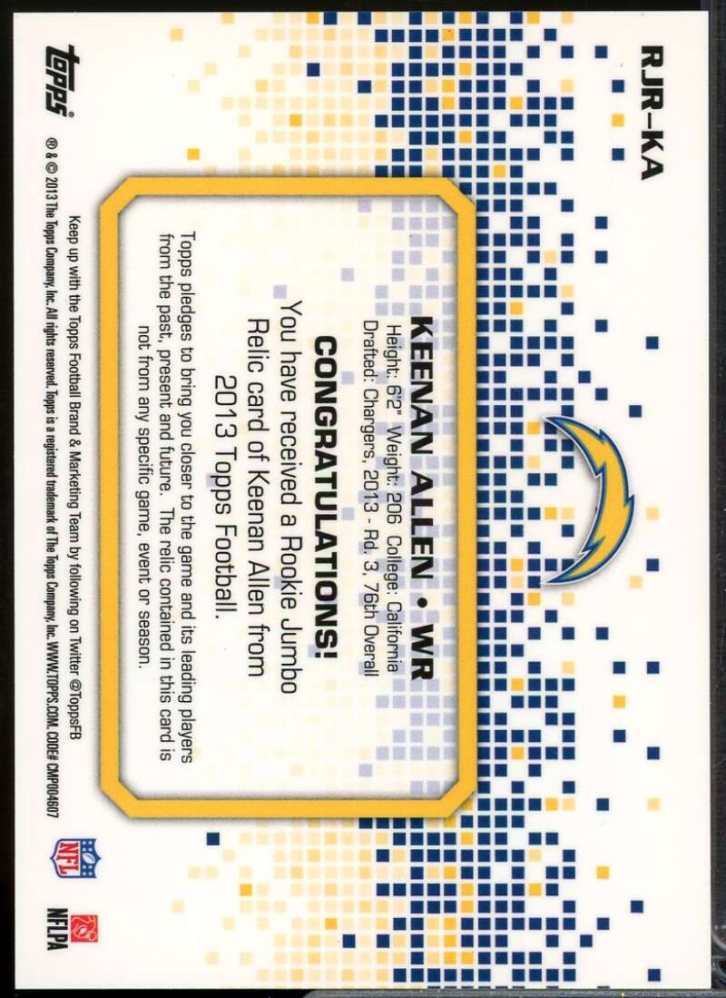Keenan Allen Rookie Card 2013 Topps Rookie Relic Jumbos #RJRKA  Image 2