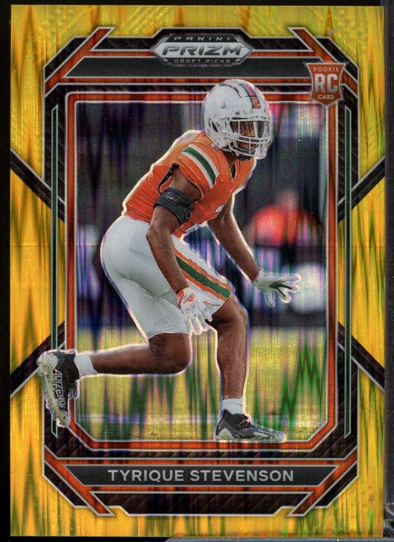 Tyrique Stevenson Rookie 2023 Panini Prizm Draft Picks Prizms Gold Flash #195  Image 1