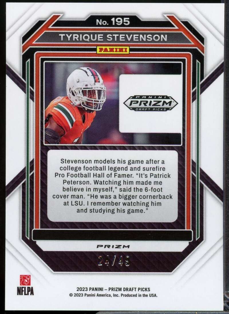 Tyrique Stevenson Rookie 2023 Panini Prizm Draft Picks Prizms Gold Flash #195  Image 2