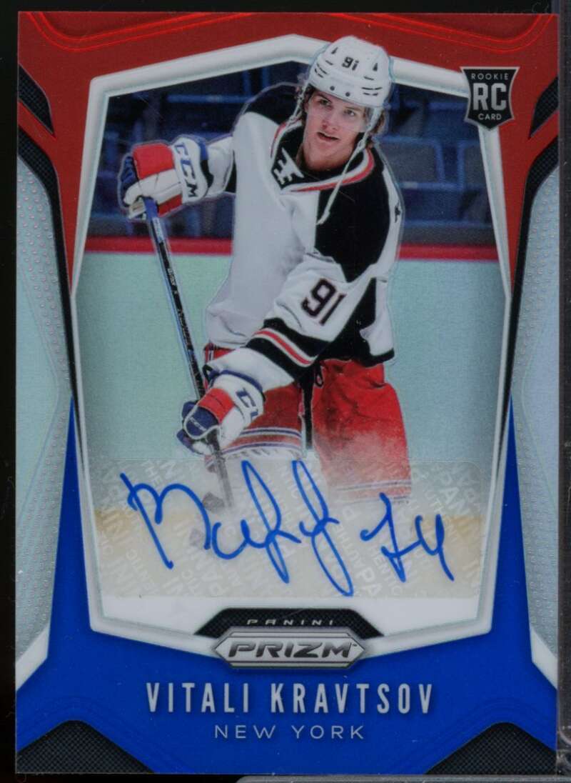 Vitali Kravtsov Rookie 2019-20 Prizm Autograph Prizm Red White Blue (6/10) #PAVK  Image 1