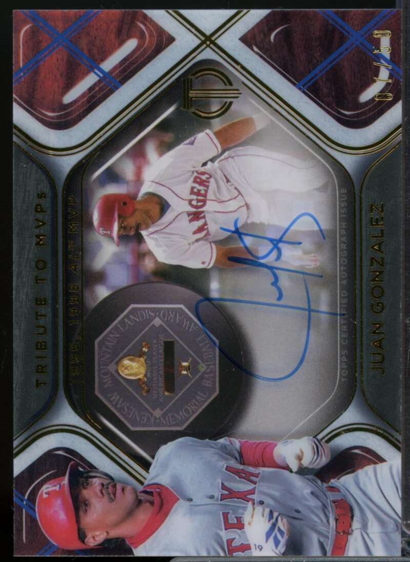 Juan Gonzalez /50 Card 2022 Topps Tribute Tribute to MVPs Autographs #TTMJG  Image 1