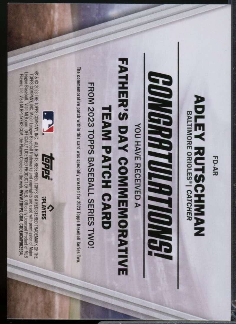 Adley Rutschman 2023 Topps Father's Day Commemorative Team Jersey Patches #FDAR  Image 2
