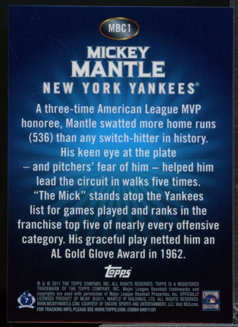 Mickey Mantle Card 2011 Topps Value Box Chrome Refractors #MBC1  Image 2