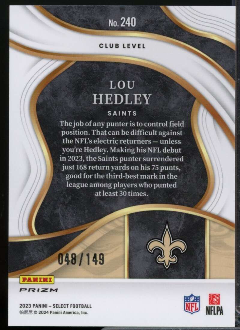 Lou Hedley Rookie Card 2023 Select Prizm Tri Color #240  Image 2