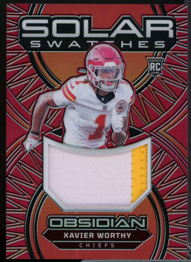 Xavier Worthy Rookie /75 Card 2024 Panini Obsidian Solar Swatches Jersey Red #7  Image 1