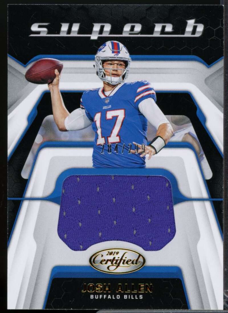 Josh Allen /299 Card 2019 Certified Superb Swatches Jersey #7  Image 1