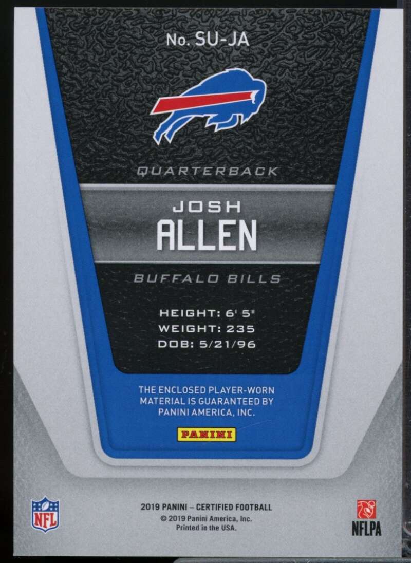 Josh Allen /299 Card 2019 Certified Superb Swatches Jersey #7  Image 2