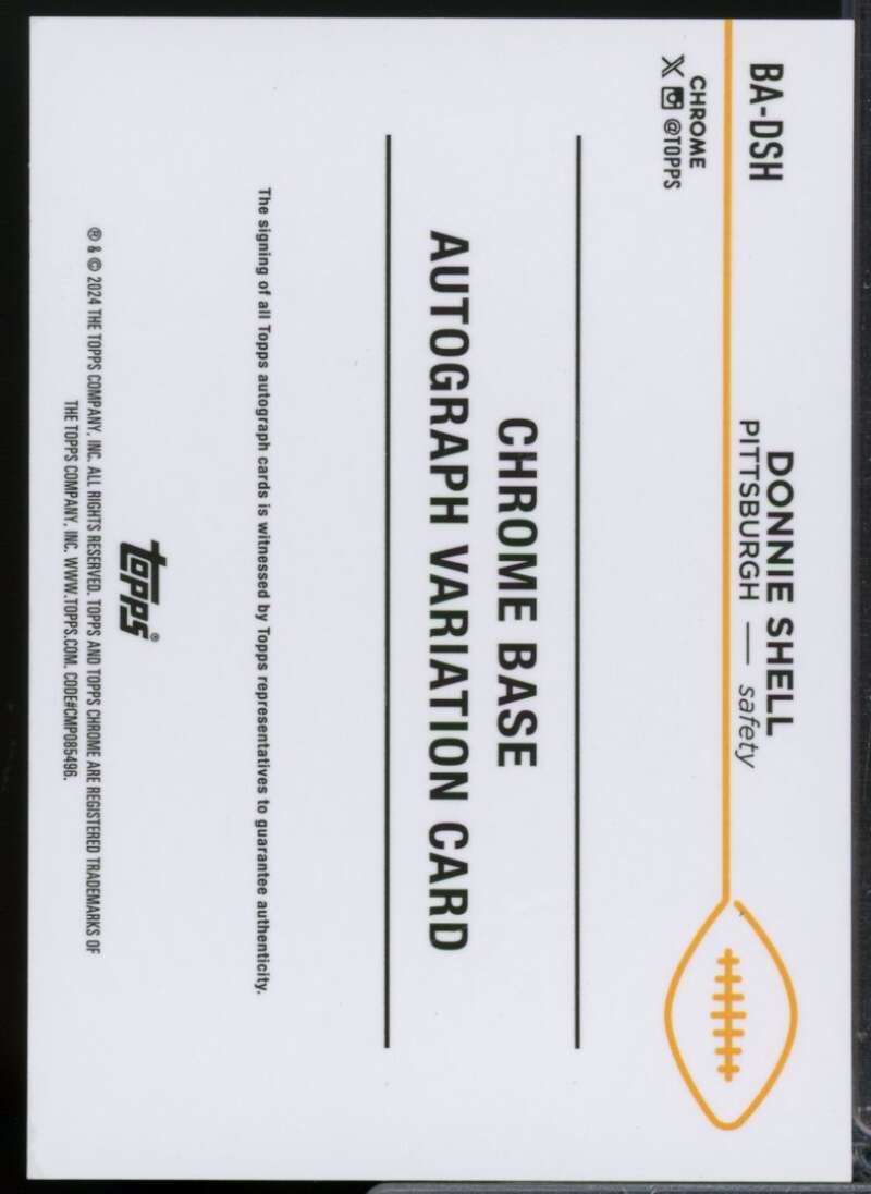 Donnie Shell 2023 Topps Composite Chrome Black Autograph Gold Refractors #DSH  Image 2
