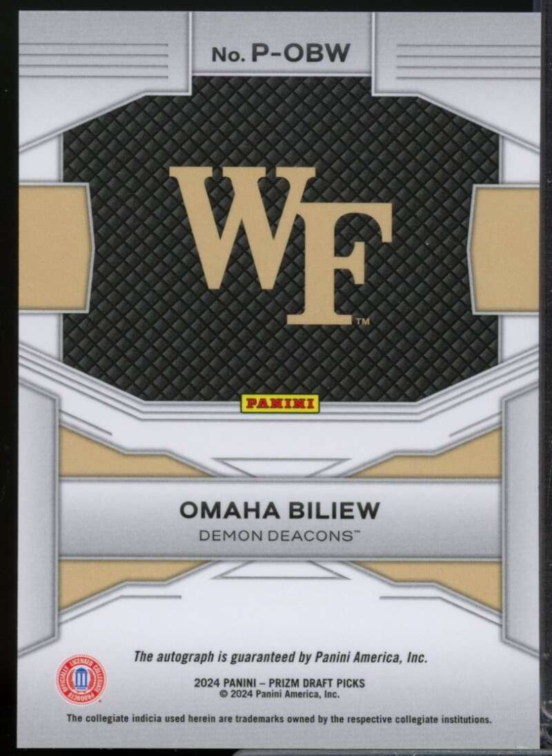 Omaha Biliew Card 2024-25 Panini Prizm Draft Picks Penmanship Autograph #14  Image 2