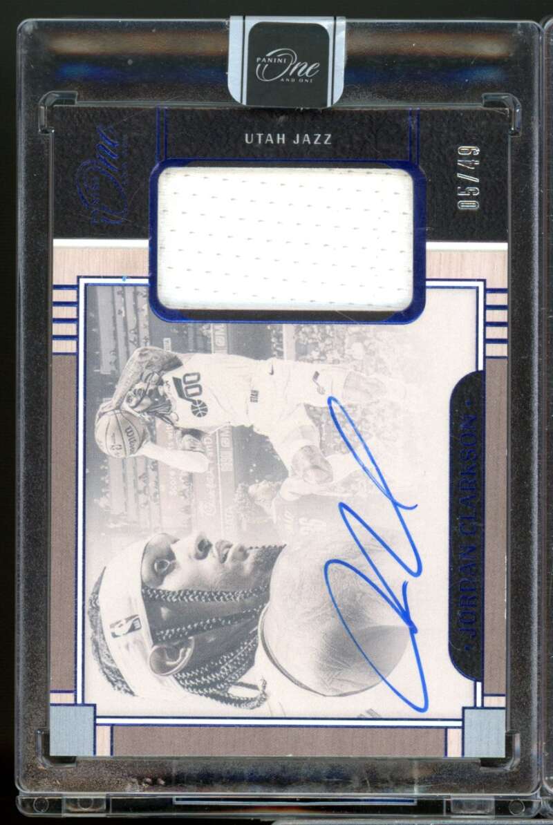 Jordan Clarkson /49 Card 2023-24 Panini One and One Jersey Autographs Blue #15  Image 1