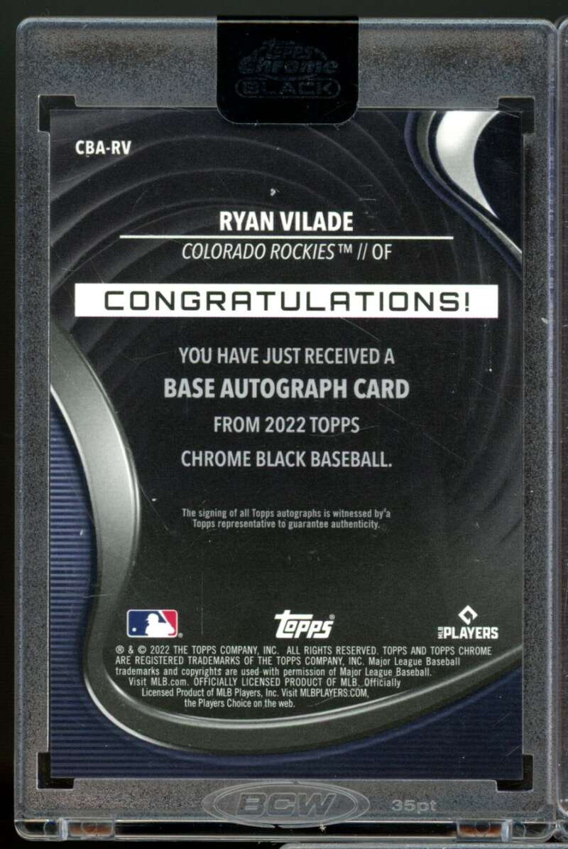 Ryan Vilade Rookie Card 2022 Topps Chrome Black Autographs #CBARV  Image 2