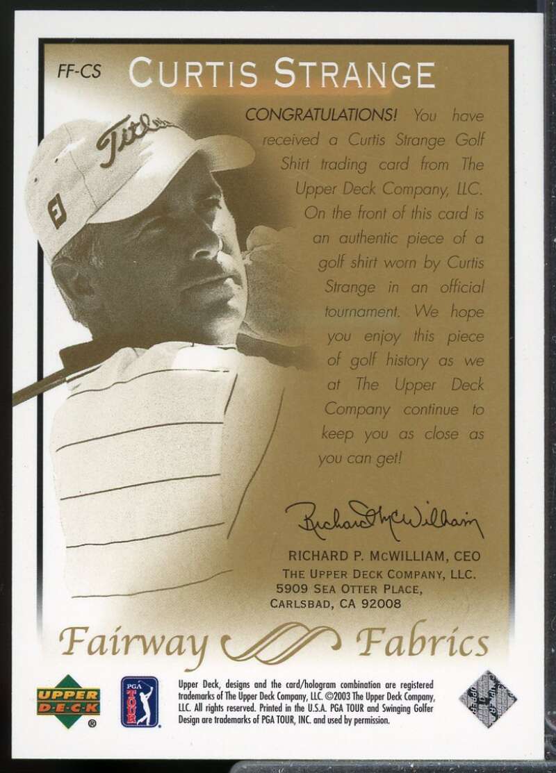 Curtis Strange Card 2003 Upper Deck Fairway Fabrics Jersey #CS  Image 2