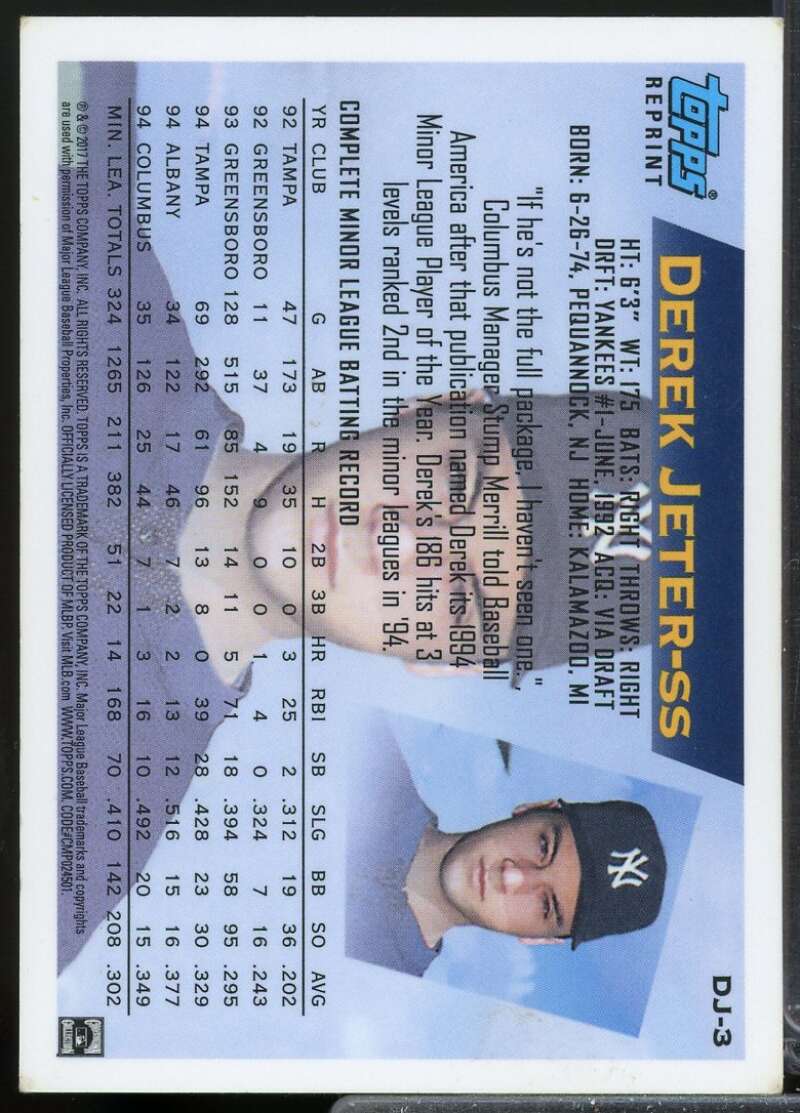 Derek Jeter Card 2017 Topps Factory Set  Chrome Reprint Refractors #DJ3  Image 2