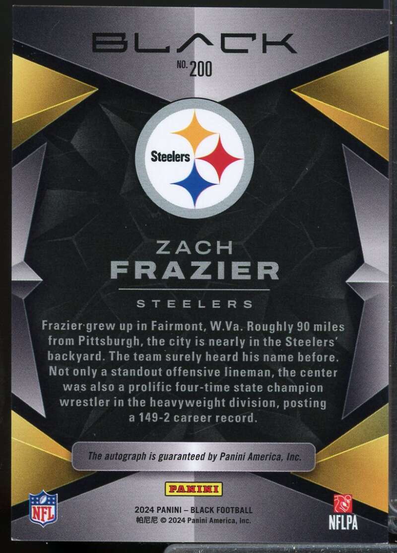 Zach Frazier Rookie Card 2024 Panini Black Autographs Royal /99 #200  Image 2