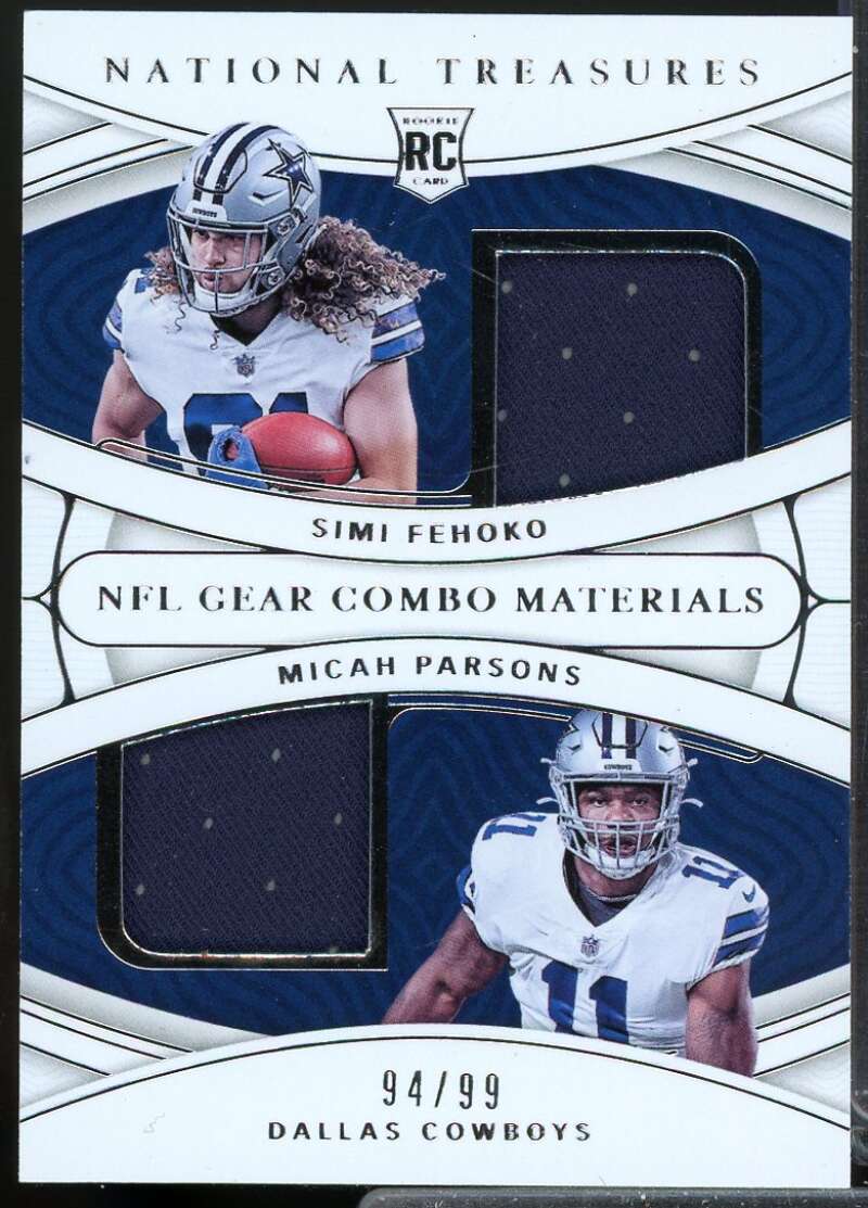 Micah Parsons Fehoko 2021 National Treasures Rookie NFL Gear Combo Jersey #21  Image 1