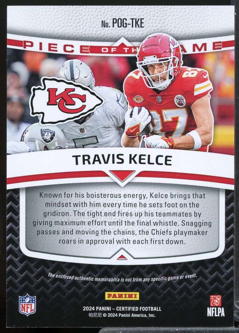Travis Kelce Card 2024 Certified Piece of the Game Jersey Red /99 #31  Image 2