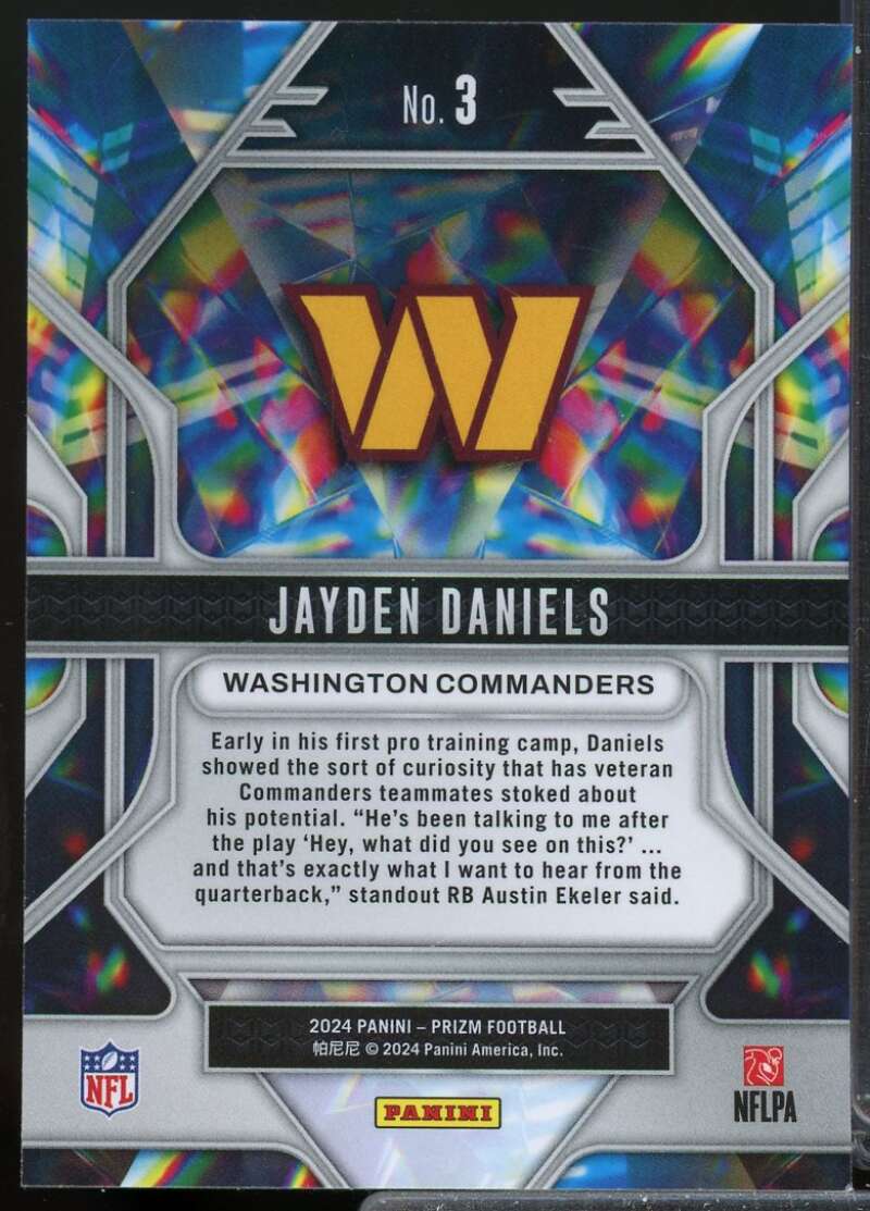 Jayden Daniels Rookie Card 2024 Panini Prizm Prizmatic #3  Image 2
