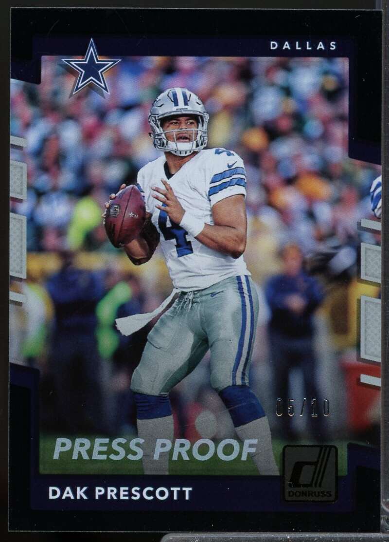 Dak Prescott Card 2017 Donruss Press Proofs Black /10 #39  Image 1