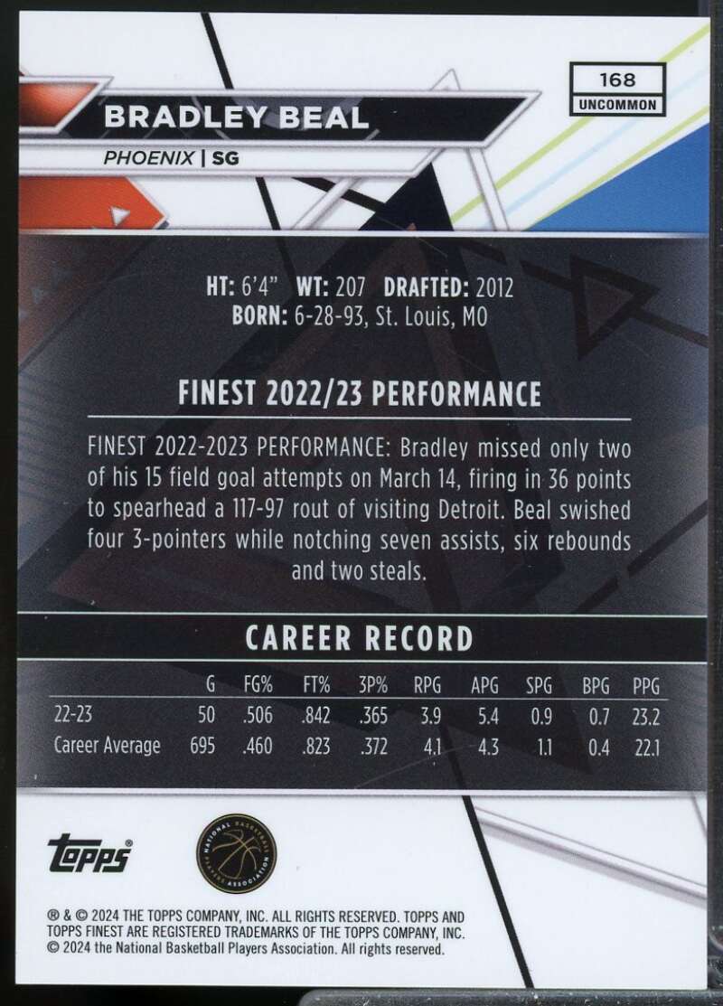 Bradley Beal Card 2023-24 Finest Red Black Vapor Refractors /10 #168  Image 2