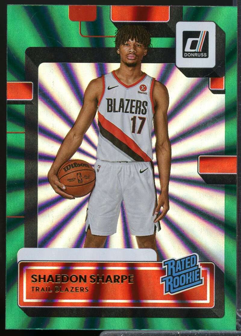 Shaedon Sharpe Card 2022-23 Donruss Rated Rookie Holo Green Laser #207  Image 1