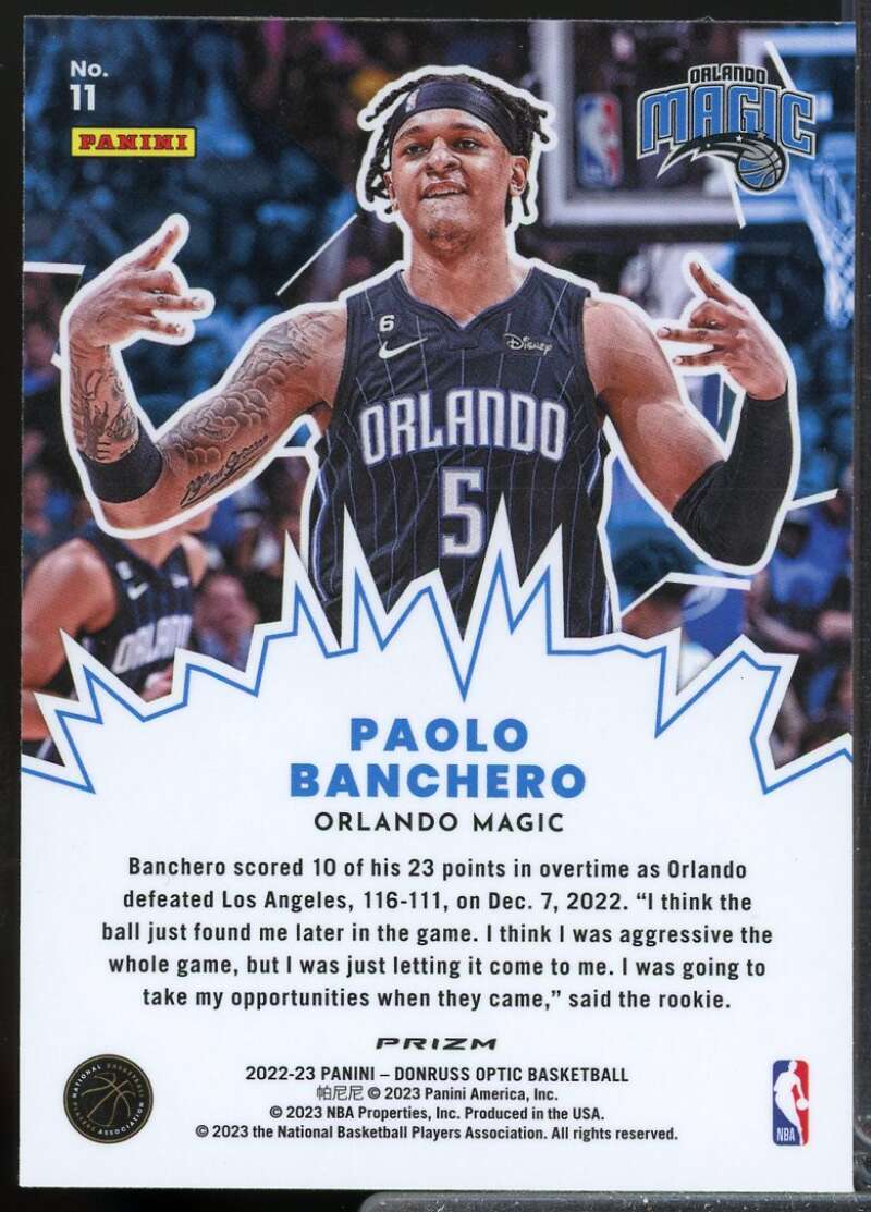Paolo Banchero Rookie Card 2022-23 Donruss Optic My House Purple #11  Image 2