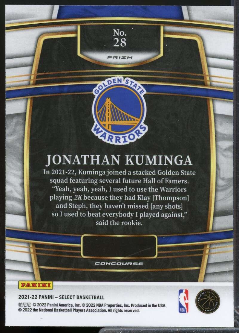 Jonathan Kuminga Rookie Card 2021-22 Select Prizms Blue Shimmer #28  Image 2