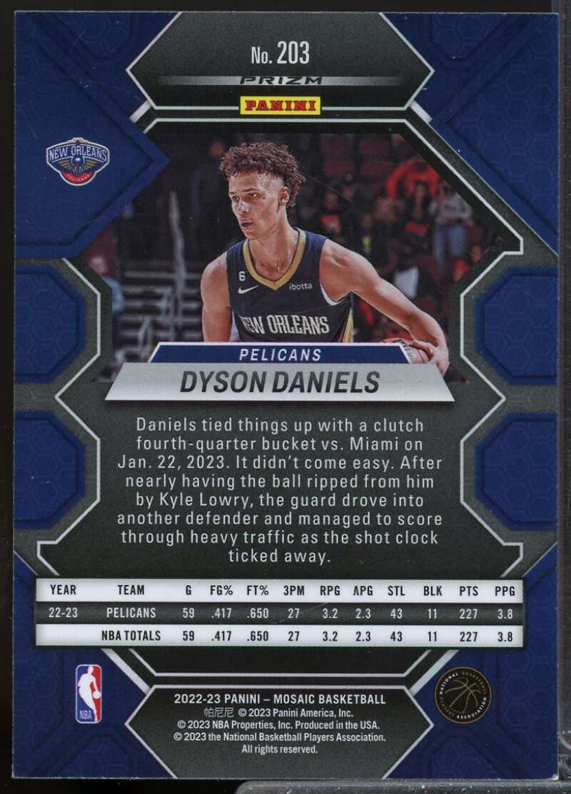 Dyson Daniels Rookie Card 2022-23 Panini Mosaic Mosaic Reactive Blue #203  Image 2