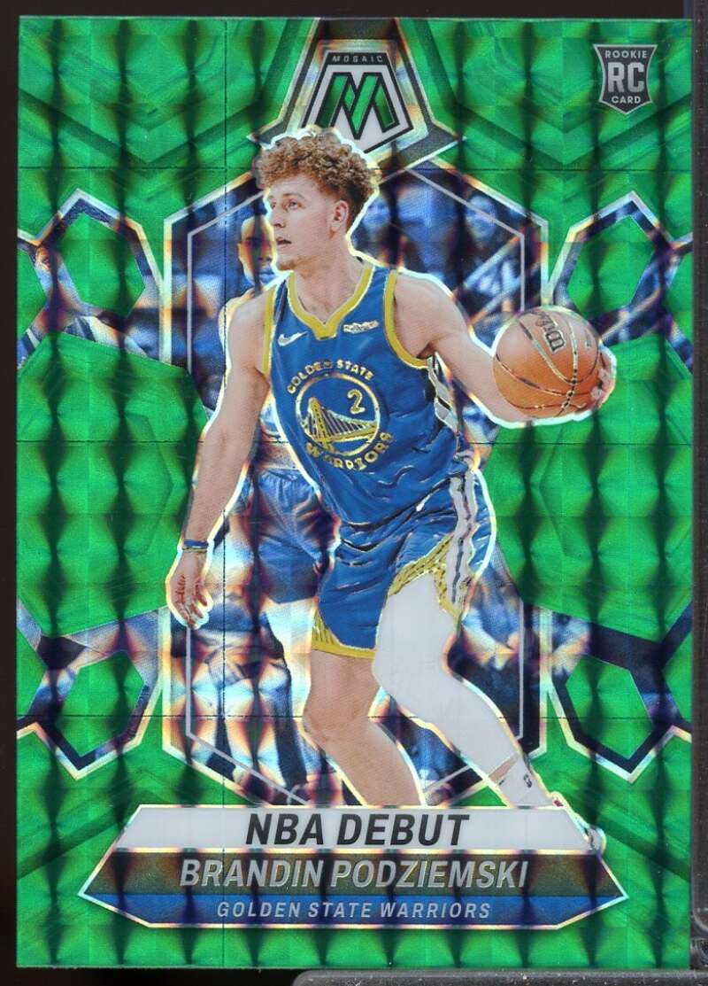 Brandin Podziemski Rookie Card 2023-24 Panini Mosaic Debut Mosaic Green #266  Image 1