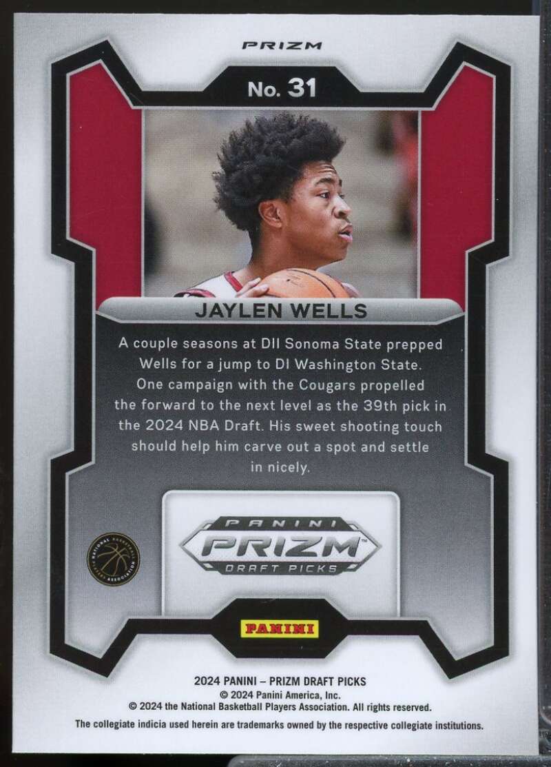 Jaylen Wells Rookie 2024-25 Panini Prizm Draft Picks Prizms Purple Wave #31  Image 2