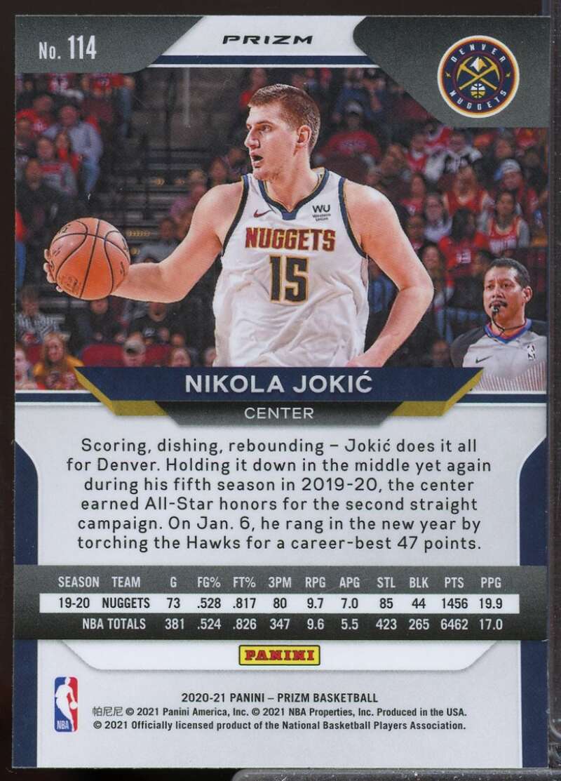 Nikola Jokic Card 2020-21 Panini Prizm Prizms Red Ice #114  Image 2