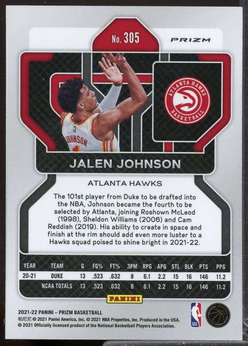 Jalen Johnson Rookie Card 2021-22 Panini Prizm Prizms Silver #305  Image 2