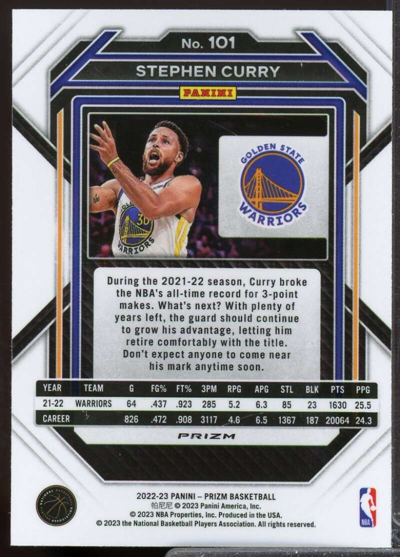 Stephen Curry Card 2022-23 Panini Prizm Prizms Ice #101  Image 2