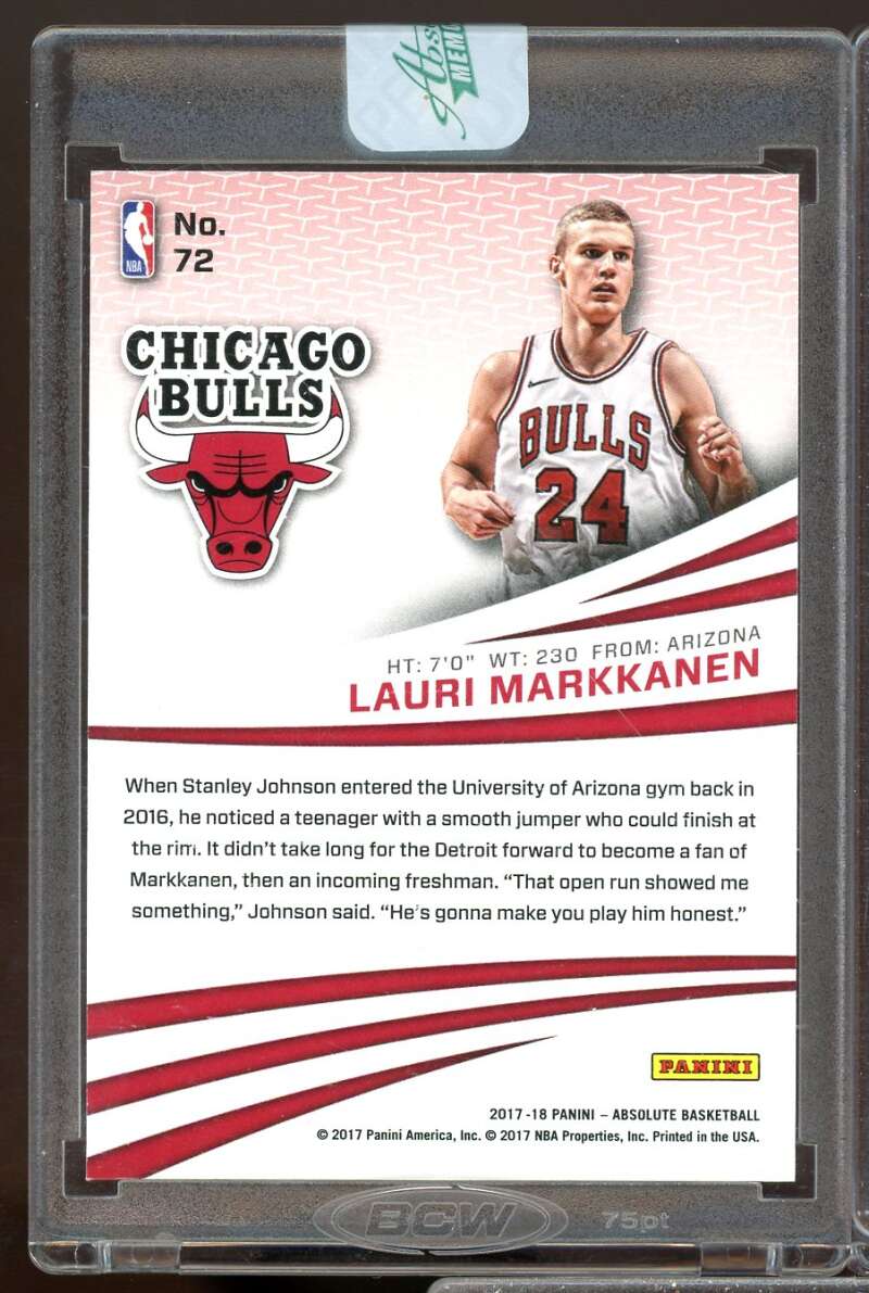 Lauri Markkanen Rookie Card 2017-18 Absolute Memorabilia #72  Image 2