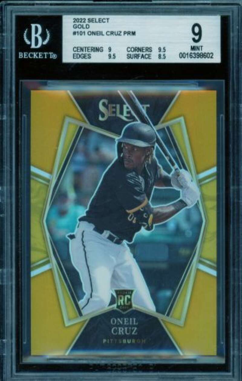 Oneil Cruz Card 2022 Select Gold (6/10) (pop 1) #101 BGS 9 Image 1