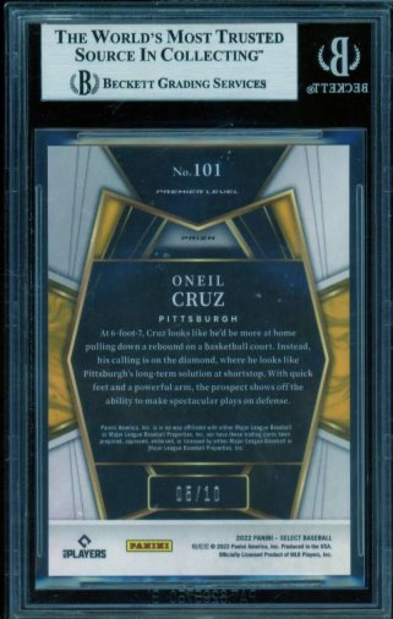 Oneil Cruz Card 2022 Select Gold (6/10) (pop 1) #101 BGS 9 Image 2